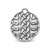 Celtic knot pendant made in high gloss sterling silver. Circle shaped. Front view.