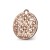 Celtic knot pendant made in polished PU coated bronze. Circle shaped. Right angle view.