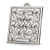 Unique pendant with personalized Celtic knot made in gloss sterling silver. Square shaped. Right angle view.