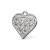 Celtic knot pendant made in sandblasted sterling silver. Heart shaped. Right angle view.