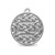 Celtic knot pendant made in satin sterling silver. Circle shaped. Front view.