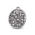 Celtic knot pendant made in antique sterling silver. Circle shaped. Right angle view.