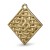 Celtic knot pendant made in natural PU coated brass. Rhombus shaped. Right angle view.