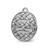 Celtic knot pendant made in satin sterling silver. Circle shaped. Right angle view.